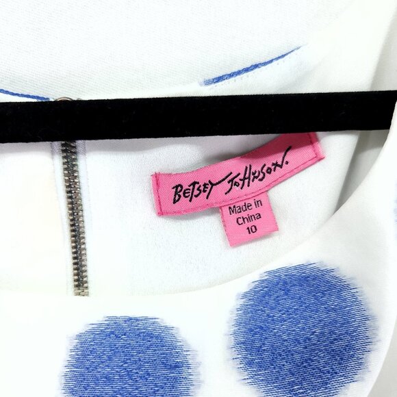 Betsy Johnson Dress Size 10 Fit and Flare Pleated Mini Puffy Skirt Polka Dot - Picture 9 of 11